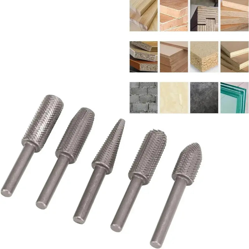 🔥 5PCS Tungsten Carbide File Set – High-Speed Wood Grinding & Carving Bits