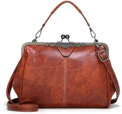 💼2026 New Kattee Elegant Waterproof Women's Leather Kiss-Lock Tote Handbag