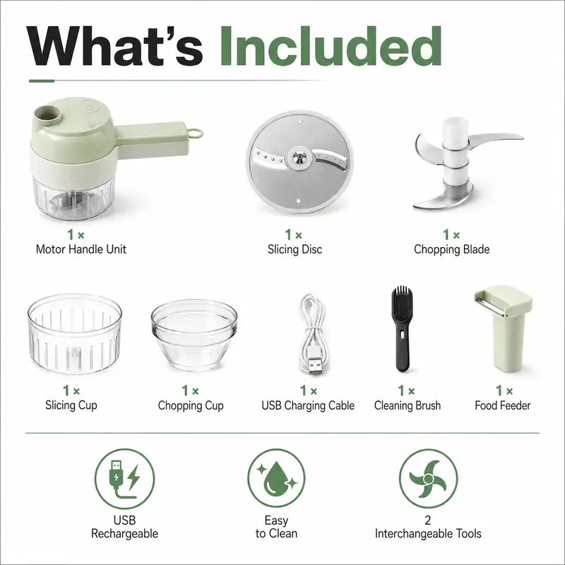 4-in-1 Handheld Electric Food Chopper &amp; Slicer