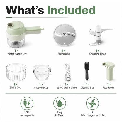 4-in-1 Handheld Electric Food Chopper &amp; Slicer