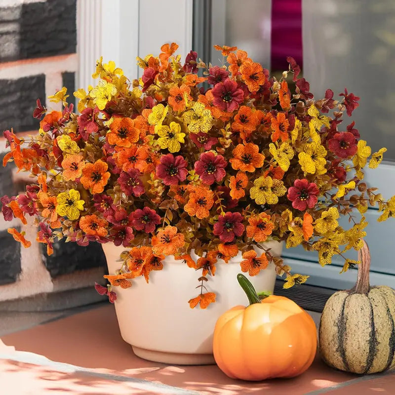 Fall Artificial Flower Halloween 12pcs. UV Resistant Colorful Fake Flower🍂