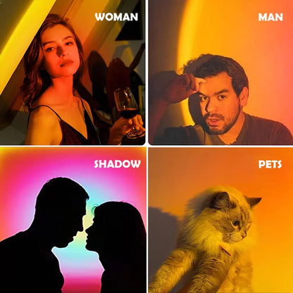 Sunset Lamp Projector Light – 16 RGB Colors, 180° Rotation & Remote Control