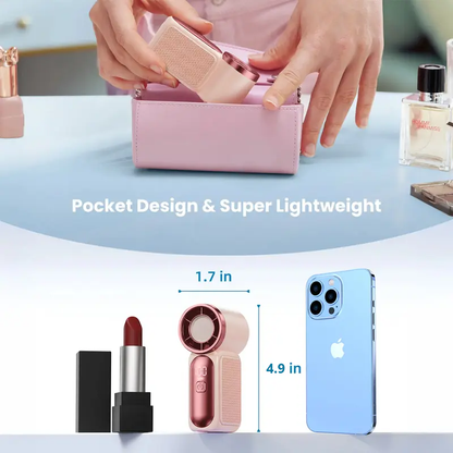 Mini Handheld Turbo Fan with LED Display – 100-Speed Portable Pocket Cooling Fan for Women, USB Rechargeable Travel & Makeup Essential