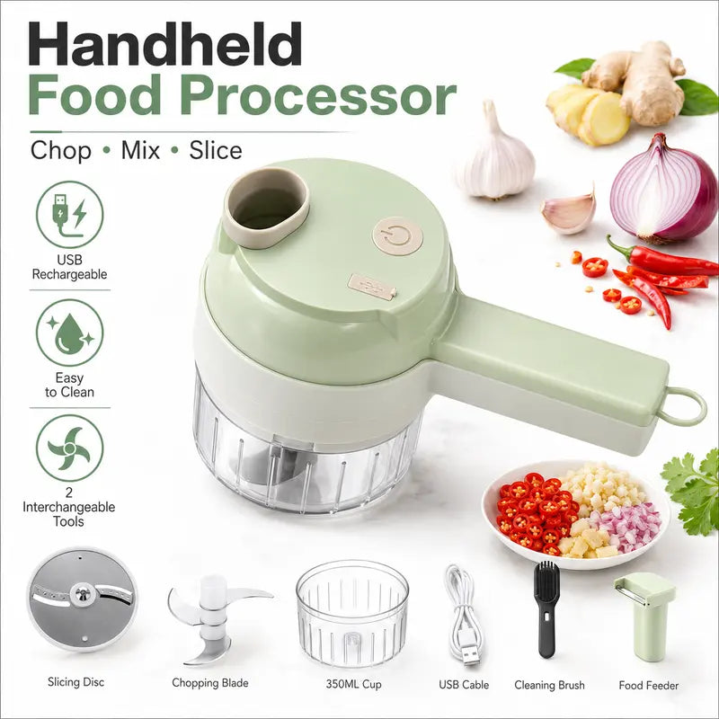 4-in-1 Handheld Electric Food Chopper &amp; Slicer