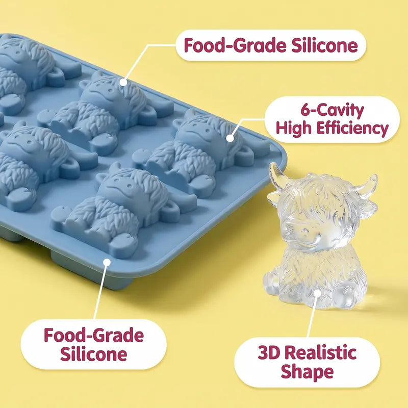 Mini Highland Cow Ice Cube Mold – Cute 3D Silicone Ice Tray for Whiskey, Cocktails & Parties 🐮🧊