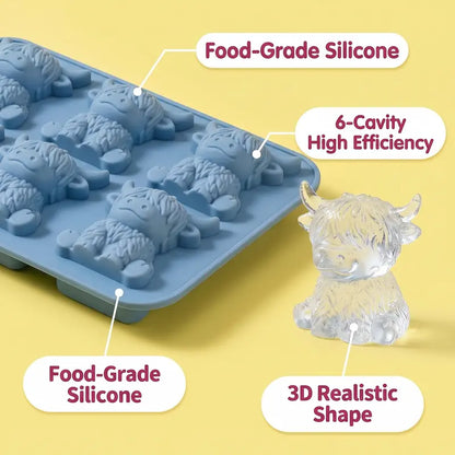 Mini Highland Cow Ice Cube Mold – Cute 3D Silicone Ice Tray for Whiskey, Cocktails & Parties 🐮🧊