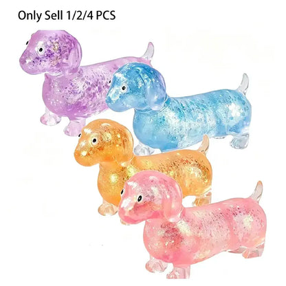 Sparkly Dachshund Squishy Stress Relief Toy – Cute Stretchy Anxiety Fidget for Kids & Adults