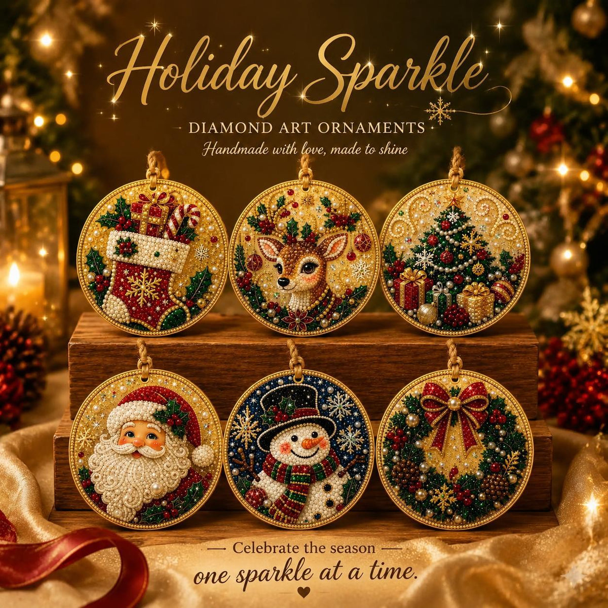 6Pcs Christmas DIY Diamond Painting Ornaments Kit