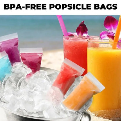 100 Pack Disposable Ice Pop Mold Bags with Silicone Funnel – BPA-Free Ziplock Freezer Pouches for Homemade Frozen Treats 🍧