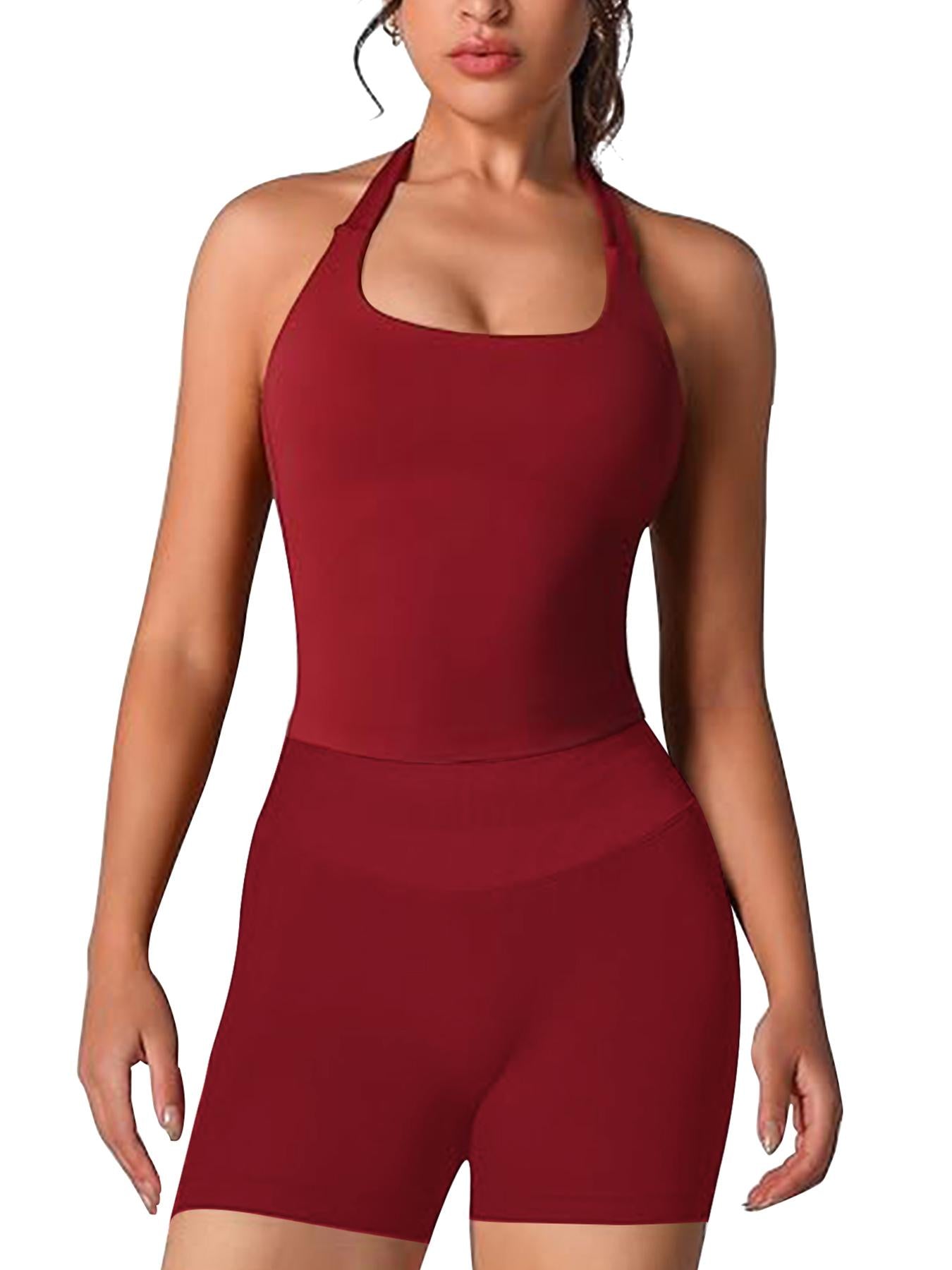 Seamless Workout Sets for Women – Halter Tank Top & Gym Scrunched Shorts Sports Set