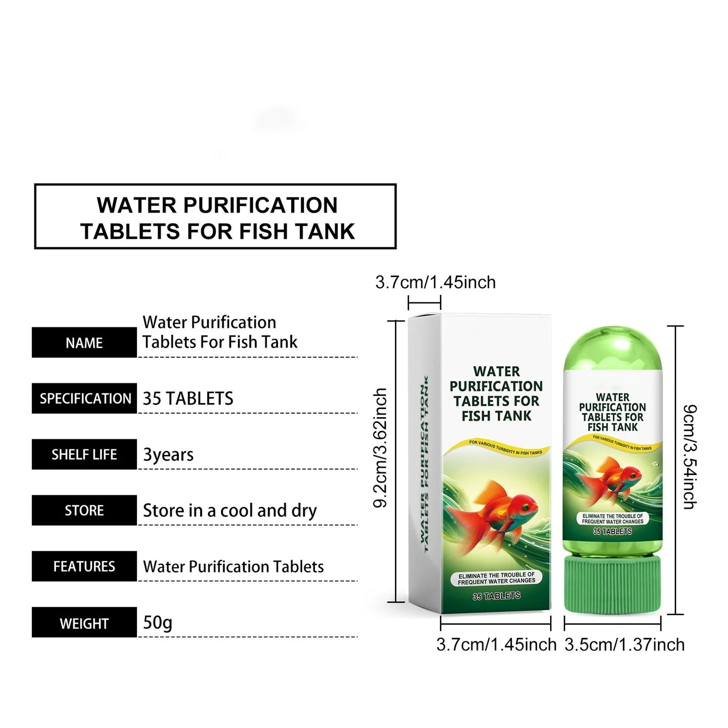 🐠  Aquarium Water Purification Tablets – Aquarium Water Clarifier • Algae Remover • Deodorizing Fish Tank Cleaner • Crystal Clear Water Treatment Tablets 💧✨