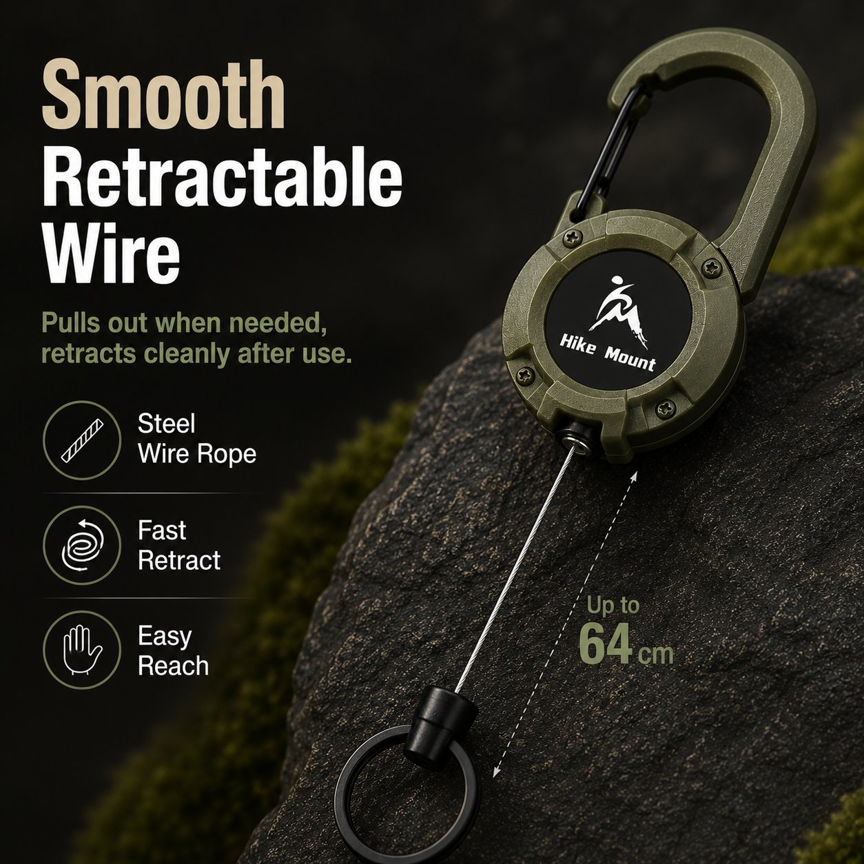💝Best Gifts For Your Dad - 3 In 1 new multifunctional Retractable Pull Reel Carabiner Keychain