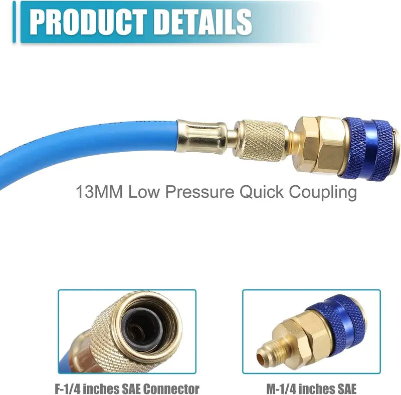 30ml (1 Oz) Manual AC Oil & UV Dye Injector Kit with 1/4" SAE Quick Coupler for Automotive & HVAC Air Conditioning Systems