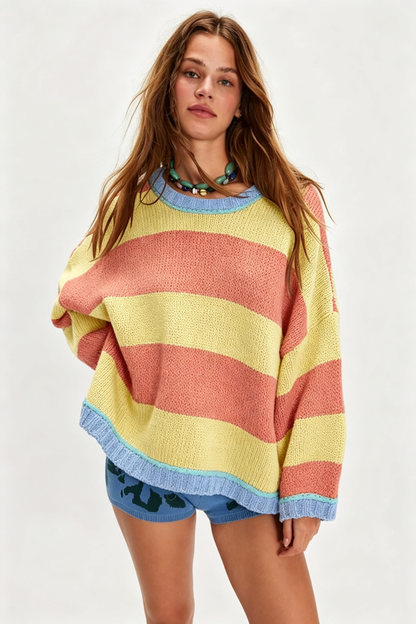 Women's Color Block Oversized Knit Sweater