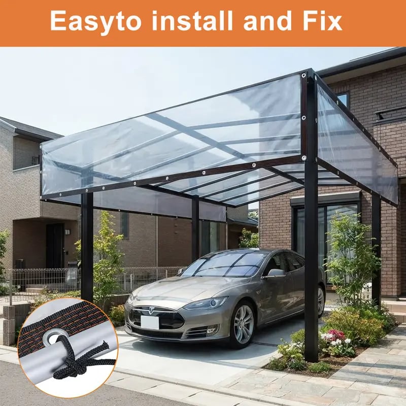 🎉Clear Waterproof PE Tarp – Transparent Outdoor Cover with Metal Grommets