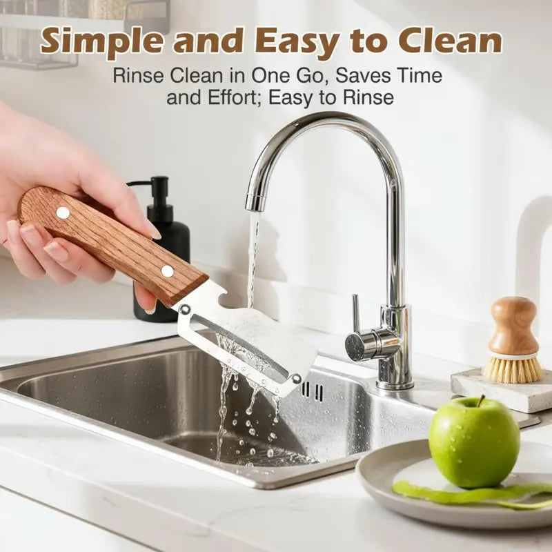 2PSC Premium Wooden Handle Fruit & Vegetable Peeler Set