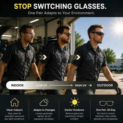 🎁Photochromic Safety Glasses With Wraparound Protection & Removable Foam Lining