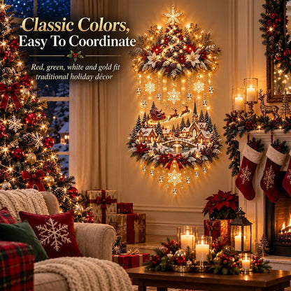 🎁Illuminated Christmas Tree &amp; Snowy Village Wall Hanging
