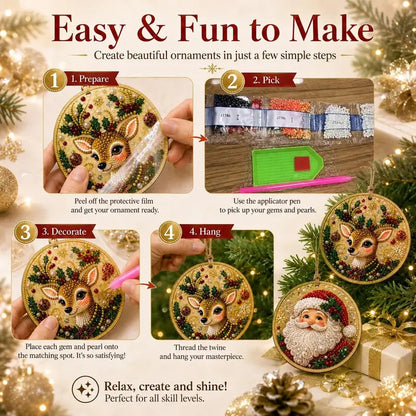 6Pcs Christmas DIY Diamond Painting Ornaments Kit