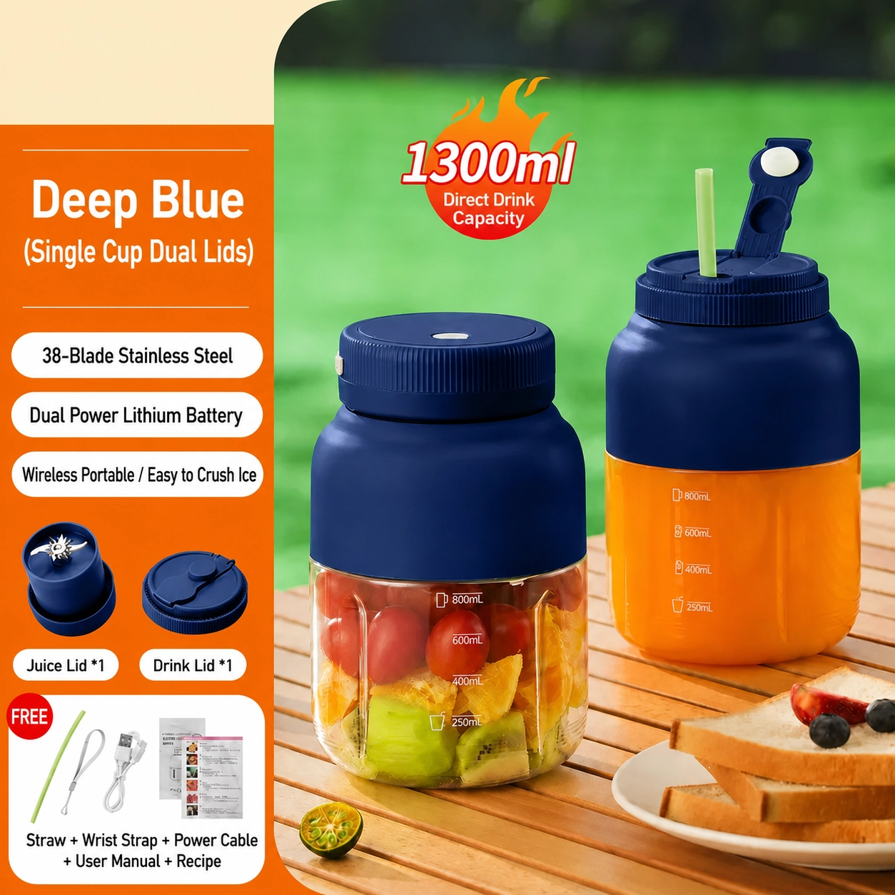 Tragbarer elektrischer Mixerbecher (1300 ml)
