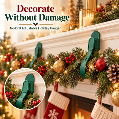 🎄 6-Pack Christmas Wreath Hangers – No-Drill Peel & Stick Holiday Hooks
