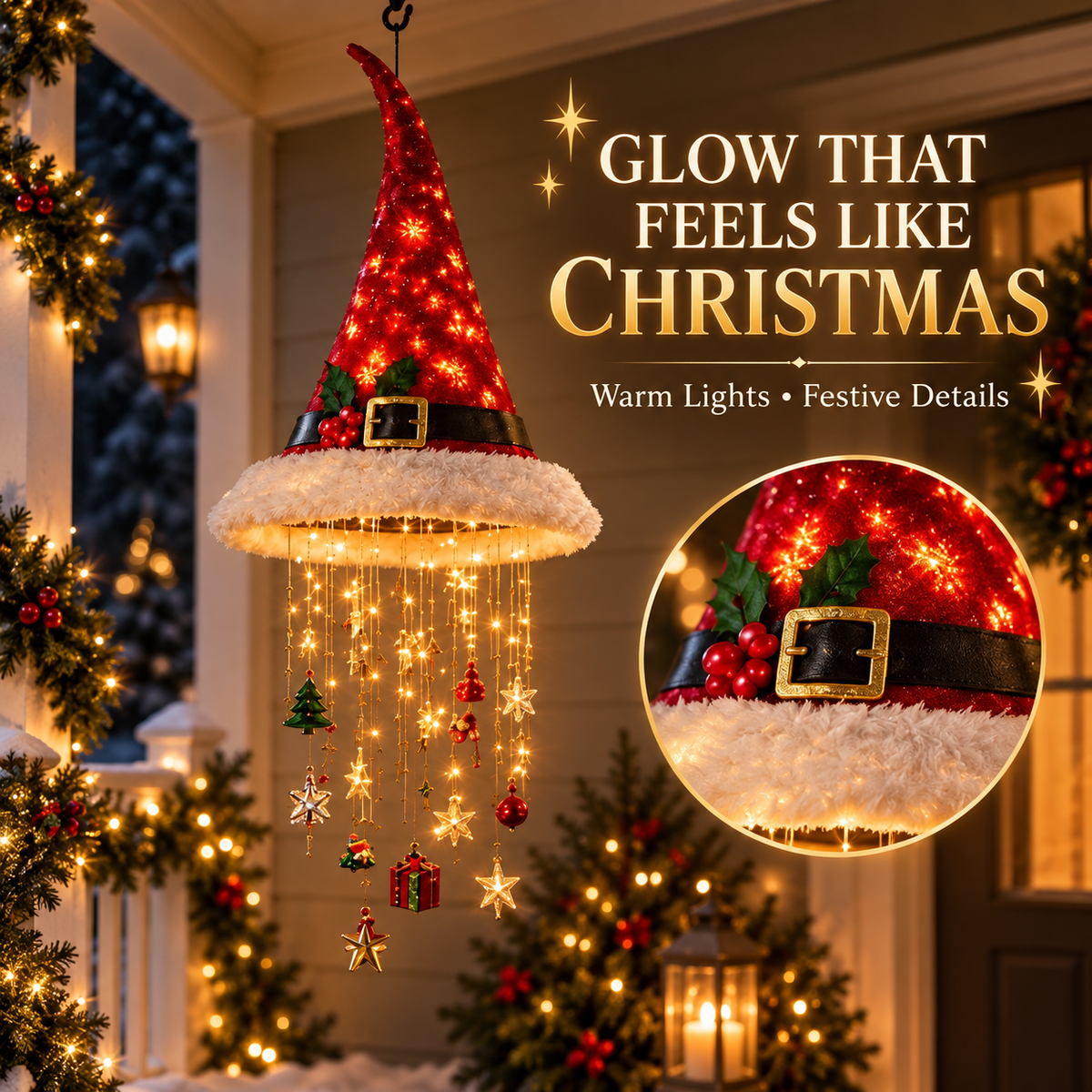 Lighted Christmas Hat Hanging Decoration