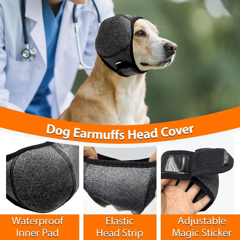 Dog Calming Hoodie Ear Wraps-Waterproof Dogs Swim Cap