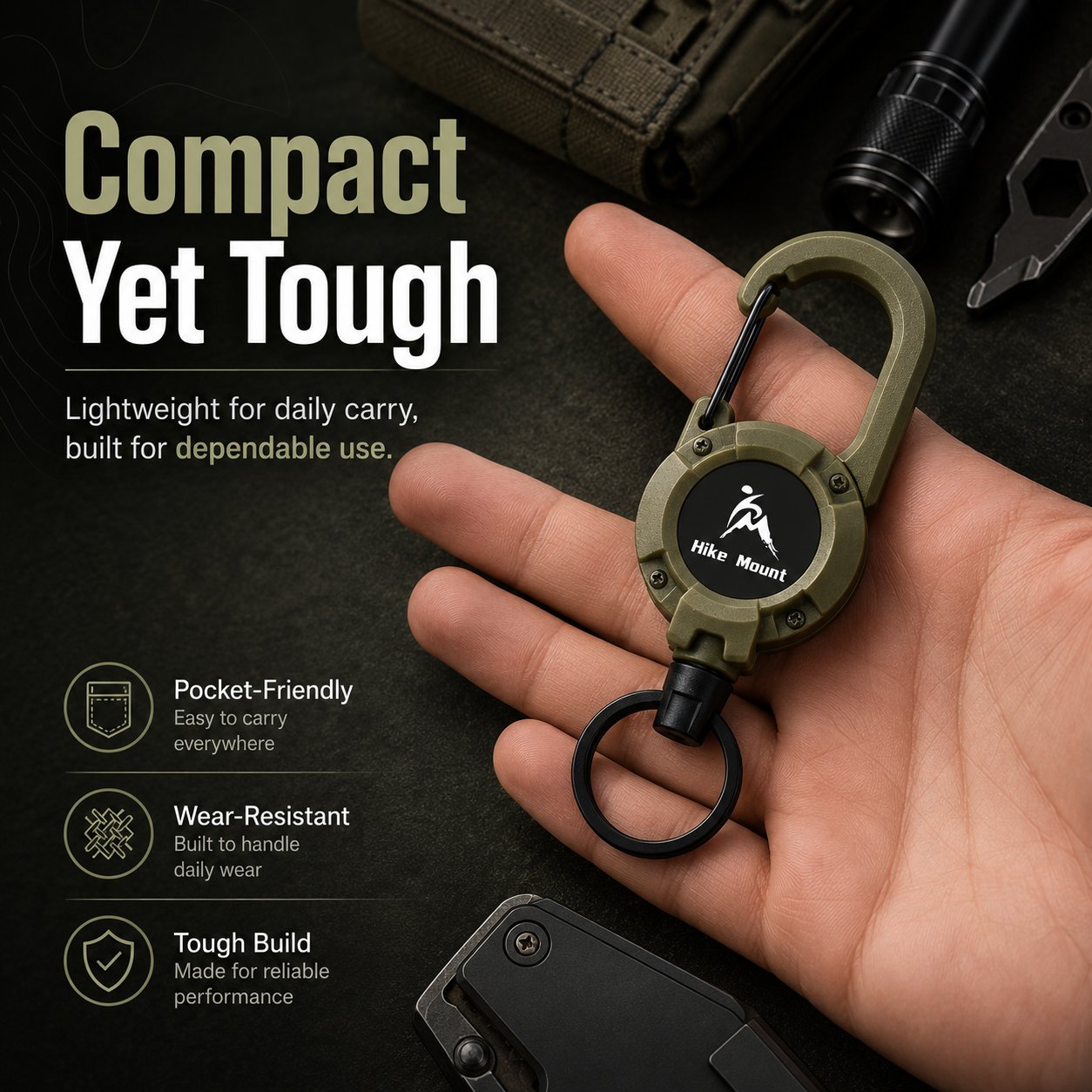 💝Best Gifts For Your Dad - 3 In 1 new multifunctional Retractable Pull Reel Carabiner Keychain