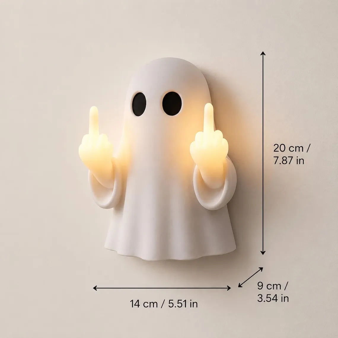 Funny Middle Finger Ghost Halloween LED Night Light