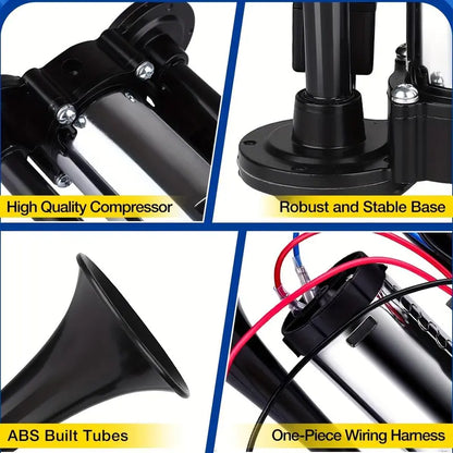 2026 Upgraded 12V Dual Air Horn Kit – Dual Horns with Air Compressor for Cars, Trucks & Boats