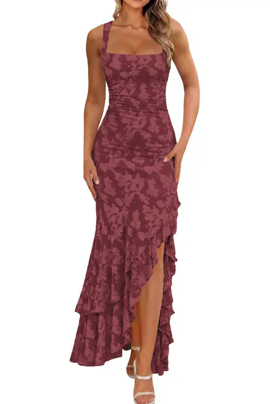 Women's Floral Embroidered Mermaid Maxi Dress