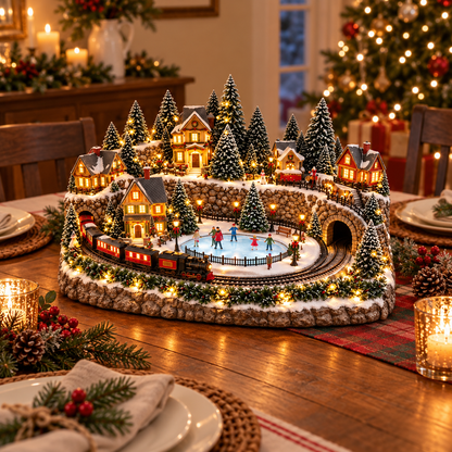 ❤️Animated Christmas Train & Ice Rink Village with Lights & Music