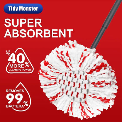 Upgraded Spin Mop Replacement Head with Built-in Scrub Pad
