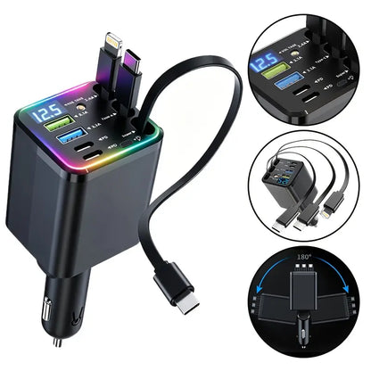 8-in-1 Ultimate Car Charger! Level up your drive with 60W Starlight projection