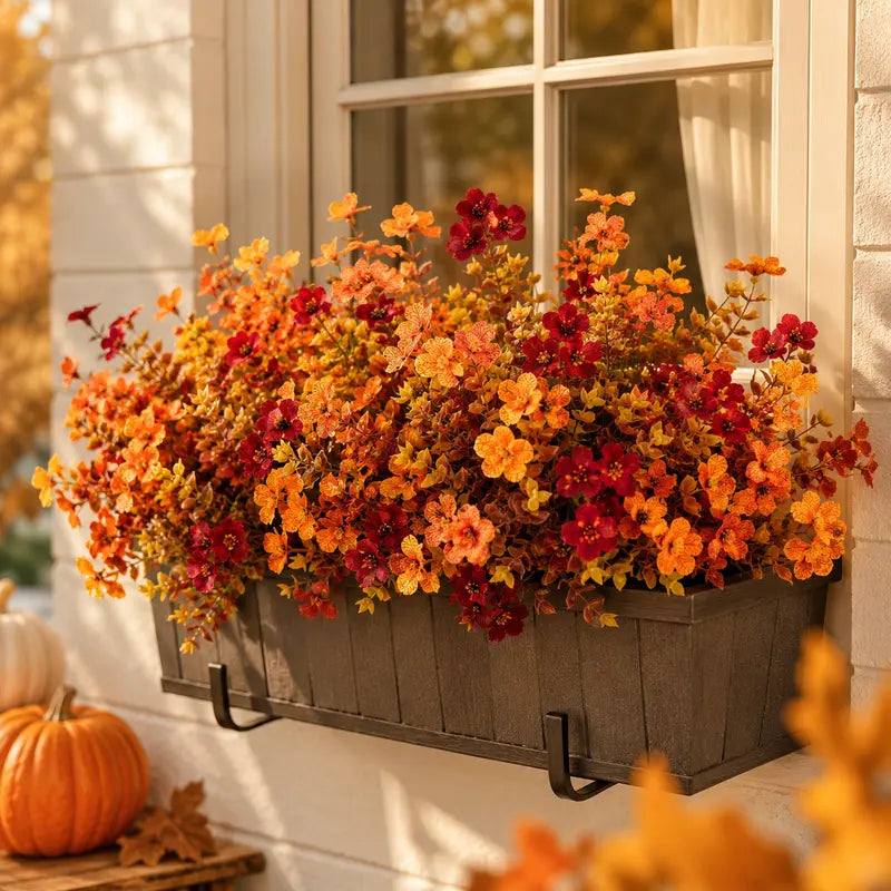Fall Artificial Flower Halloween 12pcs. UV Resistant Colorful Fake Flower🍂