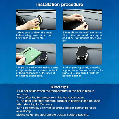 🎁Foldable Magnetic Car Phone Mount – 360° Rotating Dashboard Stand