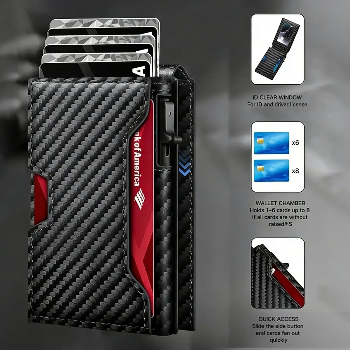 💥🎁 Slim Wallet for Men with Pop-Up Aluminum Case. RFID Blocking  Minimalist Leather Bifold Card Holder