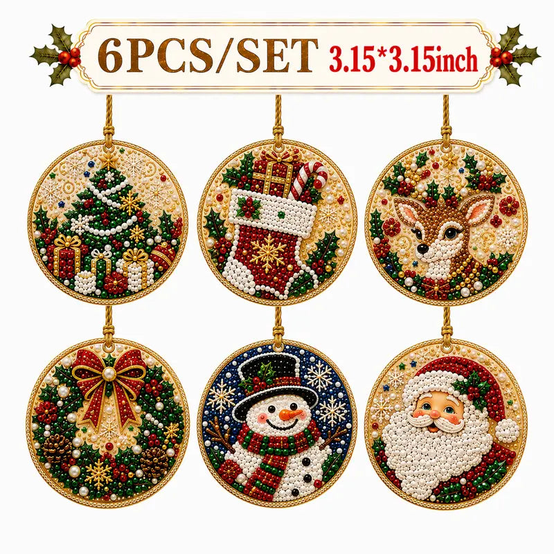 6Pcs Christmas DIY Diamond Painting Ornaments Kit