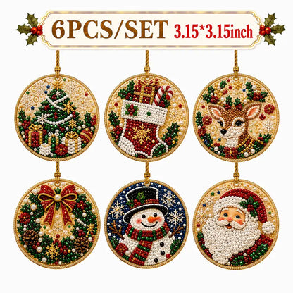 6Pcs Christmas DIY Diamond Painting Ornaments Kit