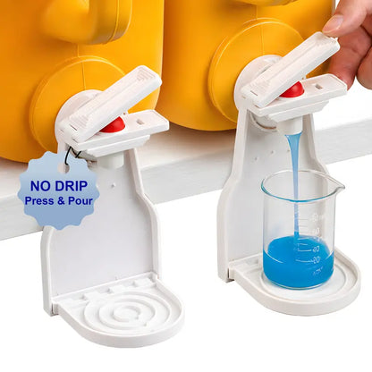 2PCS Laundry Detergent Dispenser Cup Holder with Upgraded Nozzle, Drip Tray & Easy Switch – No Mess Liquid Organizer for Laundry Room