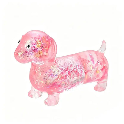 Sparkly Dachshund Squishy Stress Relief Toy – Cute Stretchy Anxiety Fidget for Kids & Adults