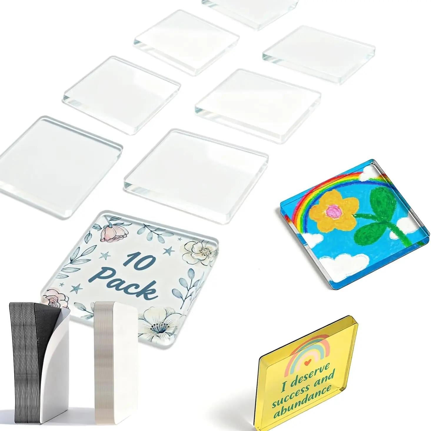 DIY Acrylic Fridge Magnets Set – 10 Pack Clear 2"x2" Custom Photo Magnets ✨