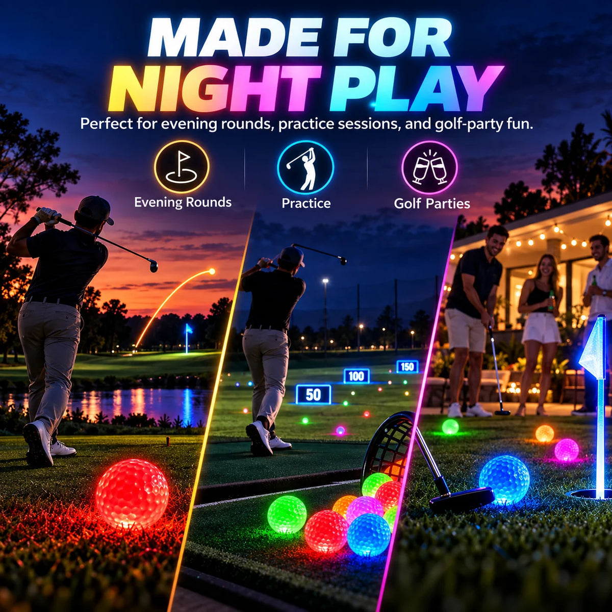 🎁Glow-in-the-Dark LED Golf Balls – Impact Activated