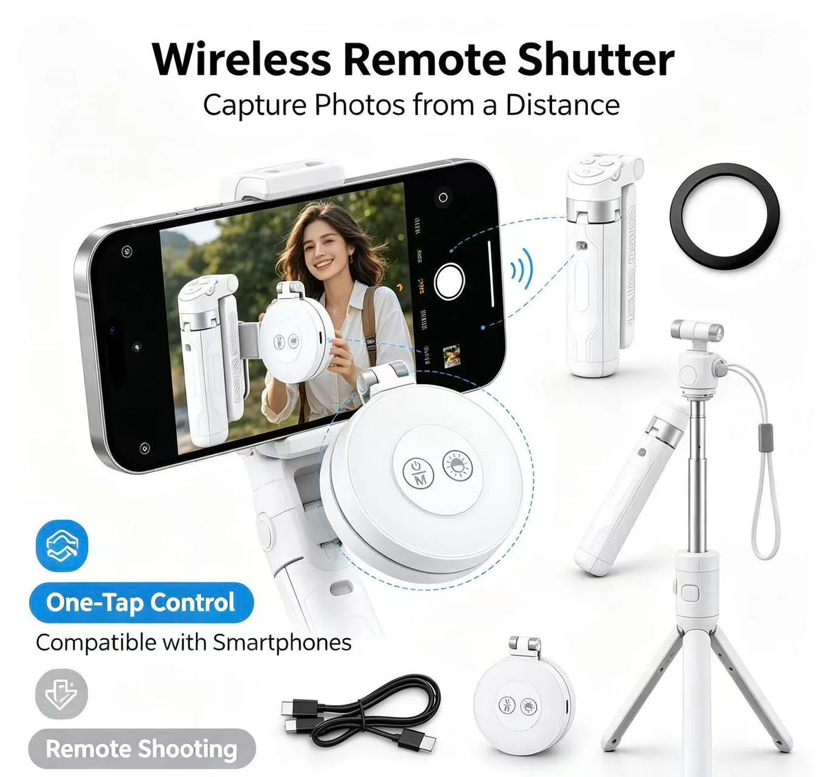 🎁LAST DAY 32% OFF-Zoomable Magnetic Palm Grip | Selfie Stick & Tripod
