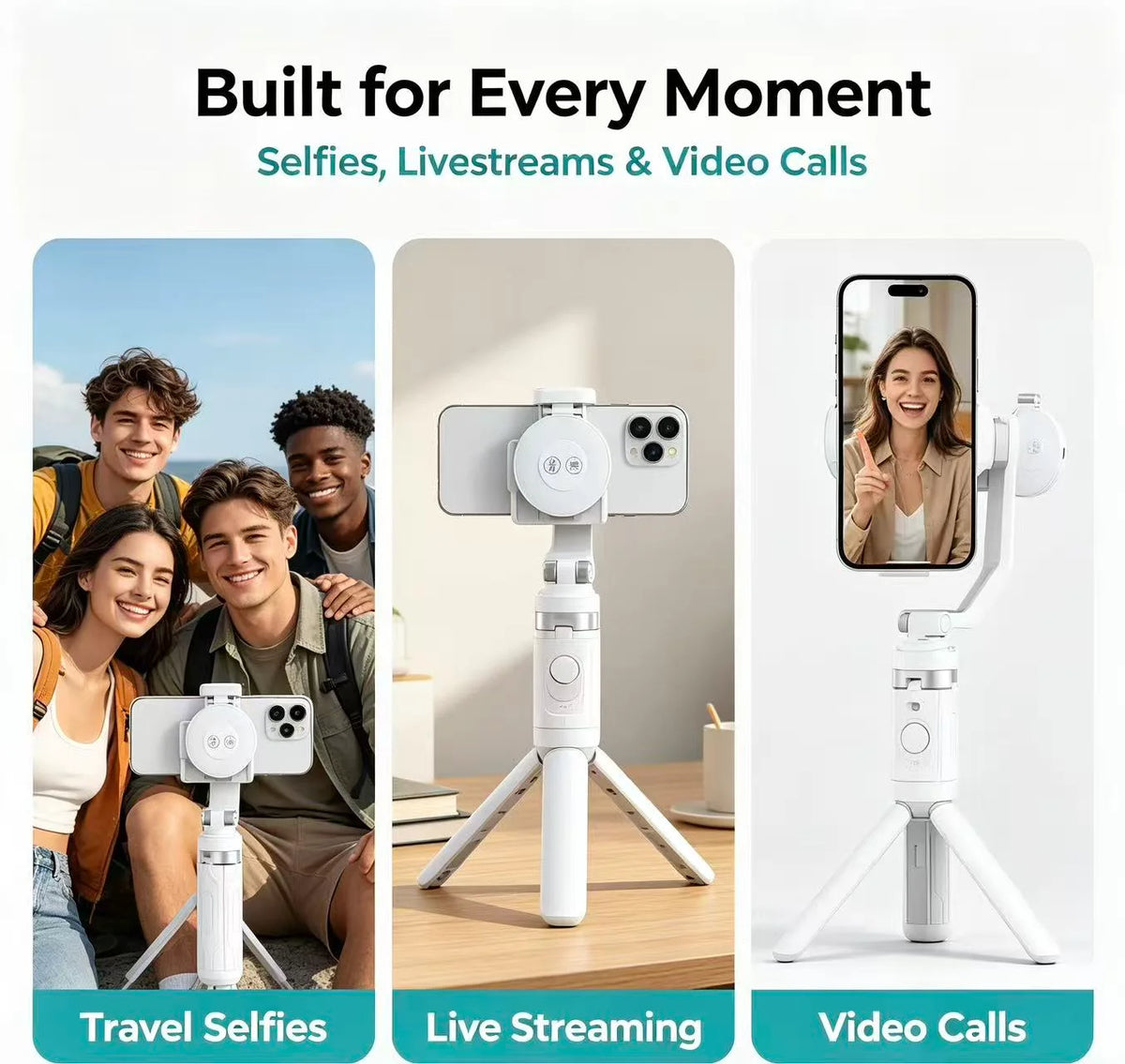 🎁LAST DAY 32% OFF-Zoomable Magnetic Palm Grip | Selfie Stick & Tripod