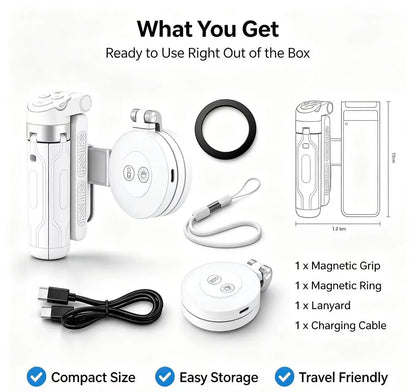 🎁LAST DAY 32% OFF-Zoomable Magnetic Palm Grip | Selfie Stick & Tripod