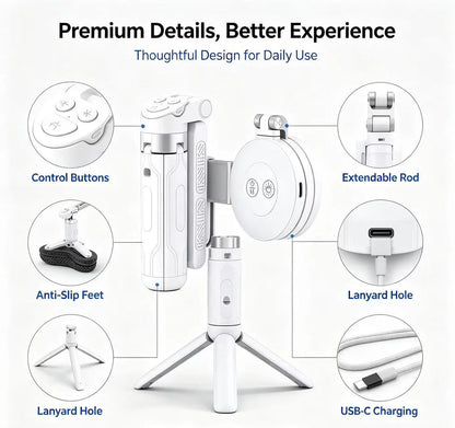🎁LAST DAY 32% OFF-Zoomable Magnetic Palm Grip | Selfie Stick & Tripod