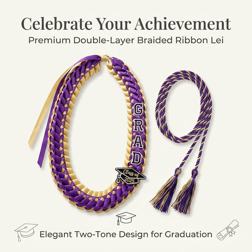 Double Color Graduation Honor Cord Lei – Braided Ribbon Graduation Necklace for Graduation Parties 🎓✨