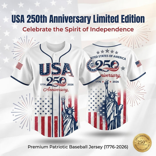 ⚾ USA 250th Baseball Jersey – Statue of Liberty & 1776–2026 Print, 4th of July Unisex
