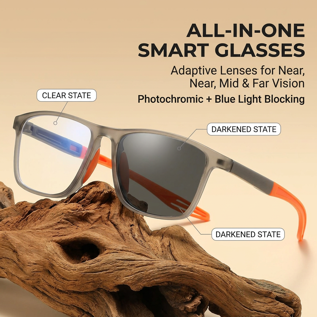 Adaptive Photochromic Multifocal Reading Glasses